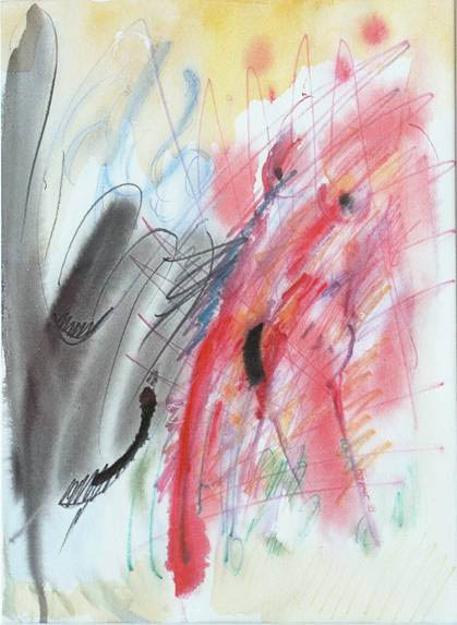 Rote Frau, abwehrend - 33 x 48 - Aquarell - 1999